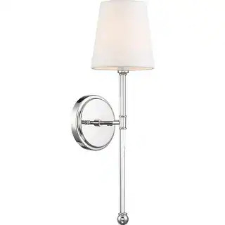 Olmsted 1-Light Wall Sconce Polished Nickel Finish with White Linen Shade - Polished Nickel / Whi... | Bed Bath & Beyond