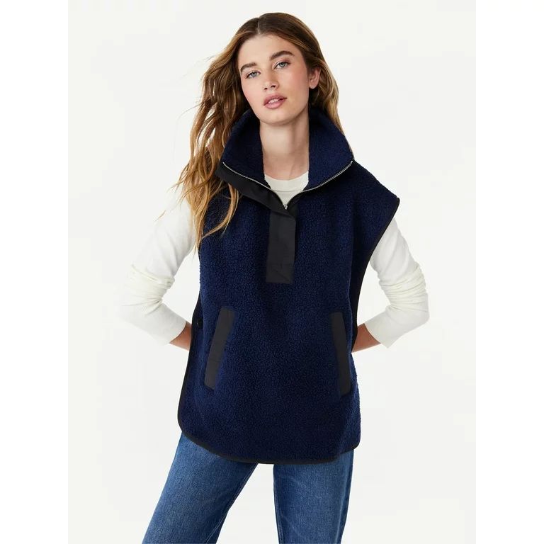 Free Assembly Women's Teddy Fleece Popover Vest, Sizes XS-XXL | Walmart (US)