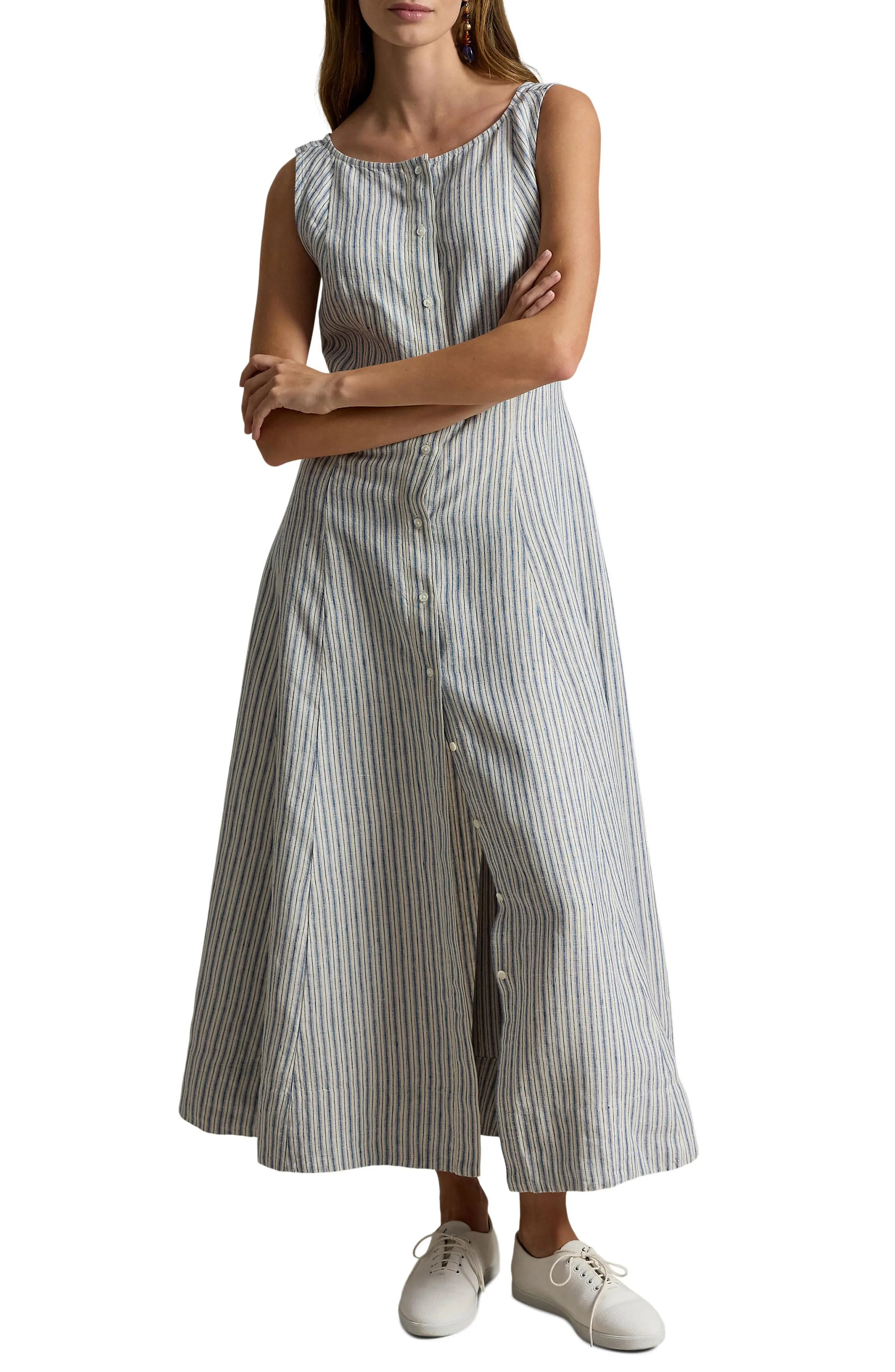 Polo Ralph Lauren Stripe Panel Linen Dress (Women) | Nordstrom | Nordstrom