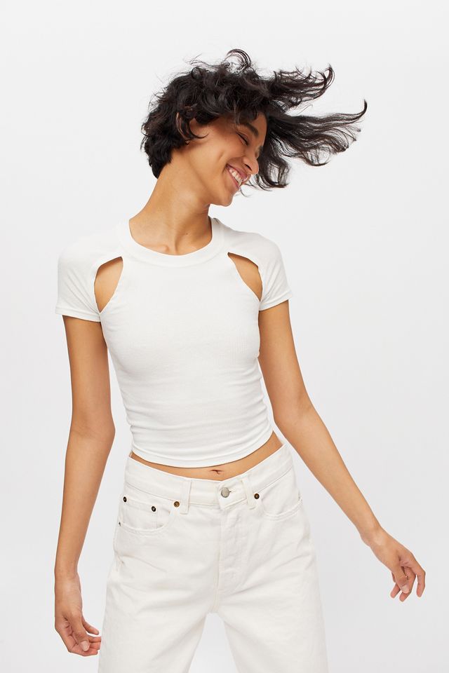 UO Zoe Cutout Baby Tee | Urban Outfitters (US and RoW)