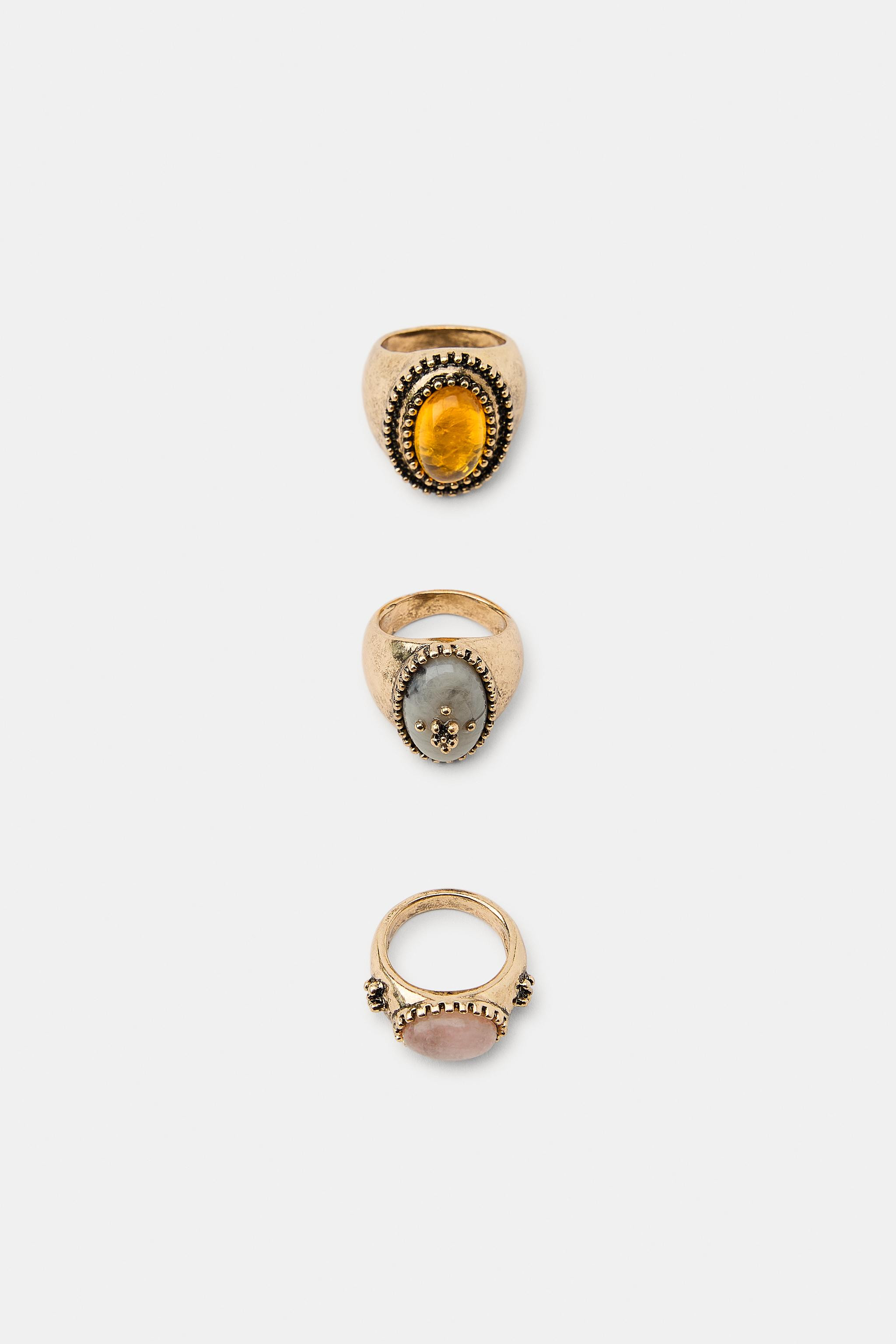 3-PACK OF STONE RINGS | Zara US