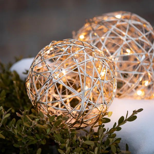 Lighted Silver Hanging Globes;Christmas Ornaments | Wayfair North America