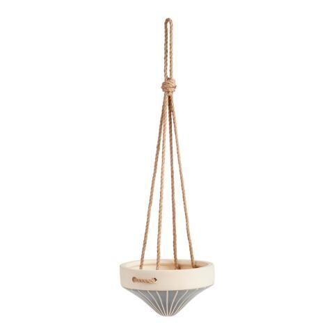 Slate And Ivory Conical Ceramic Hanging Planter | World Market