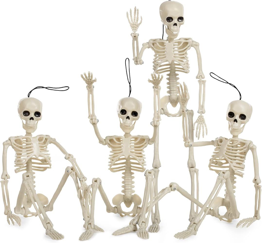 HOOJO Halloween Skeleton Decorations-4 Packs Full Body Halloween Skeleton with Movable Joints for... | Amazon (US)