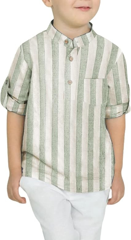 Arshiner Boys Cotton Linen Henley Shirt Button Down Shirt Long Sleeve T Shirt Beach Shirt Tee Cas... | Amazon (US)
