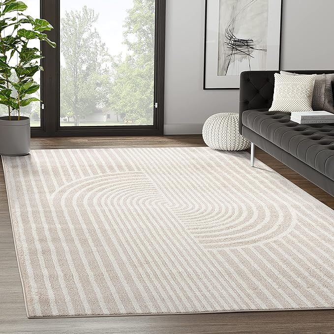 Abani Rugs Beige Arch Pattern Knot Modern Print Premium Area Rug - Contemporary No-Shed Neutral 6... | Amazon (US)