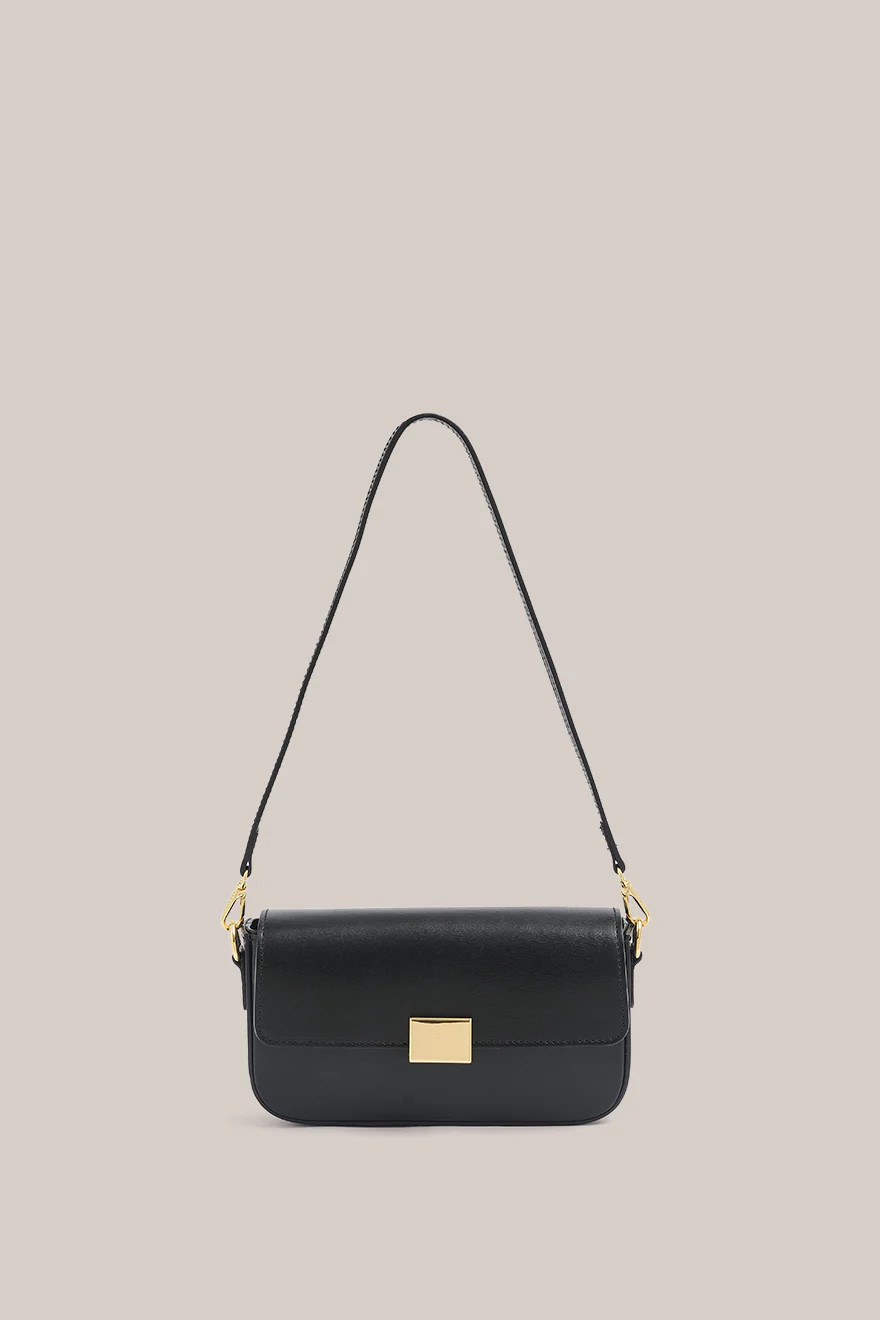 Isla Black Leather Shoulder Bag | VESTIRSI
