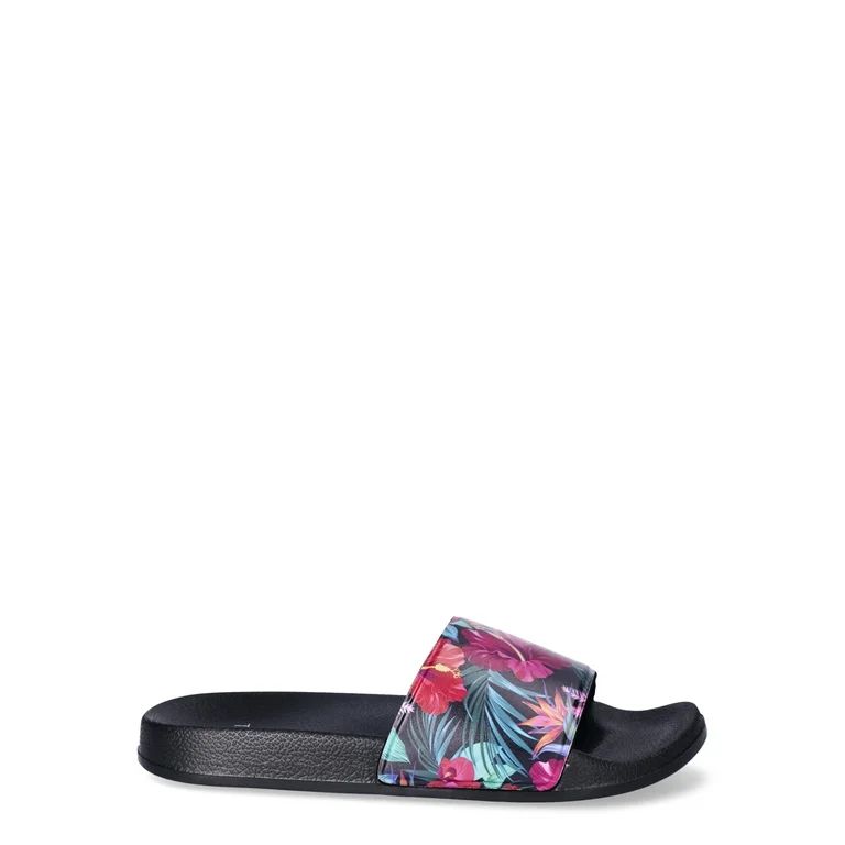 Time and Tru Women's Floral Slide Sandals, Sizes 6-11 | Walmart (US)