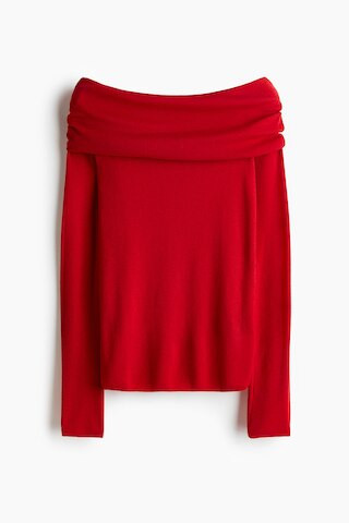 H & M - Off-the-Shoulder Sweater - Red | H&M (US + CA)