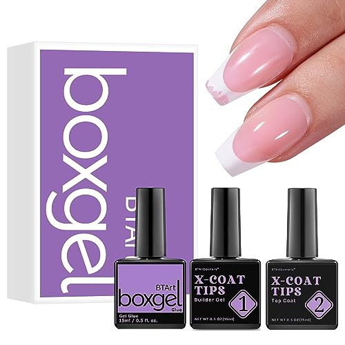 btartboxnails Nail Tips Builder Gel Set - 15ml Nail Tip Builder Gel 15ml Top Coat with Gel Nail Glue for French Tip Gel Nails 30+Days Long Lasting | Amazon (US)