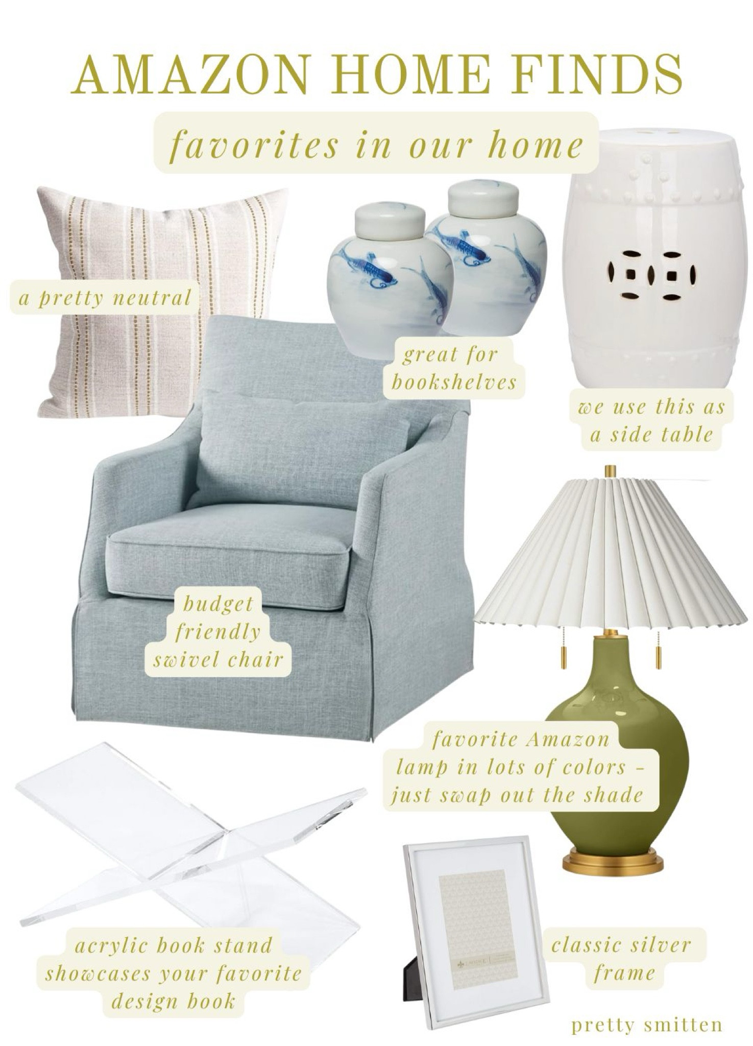 Amazon home finds / favorite Amazon home decor / family room decor / swivel chair / affordable home decor 