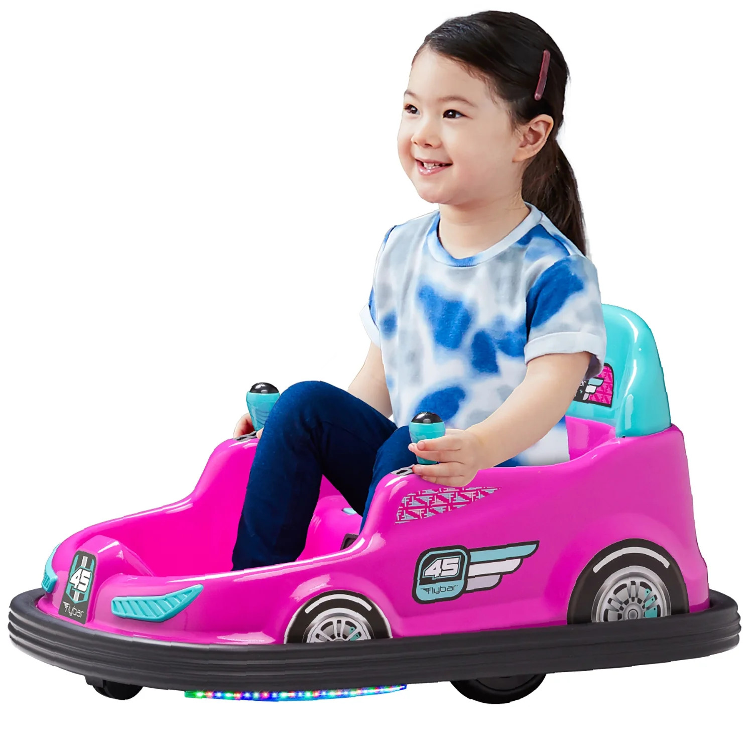 Kid Trax 6V Bumper Car Ride-On Toy, Pink, 360° Spin with LED Lights, Soft Bumpers, Safety Belt | Walmart (US)