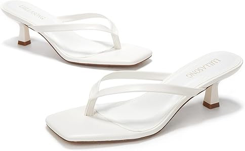 Women's Kitten Heels Sandals Square Open Toe Flip Flop Heels 1.8-2 Inch Heeled Sandals for Women | Amazon (US)