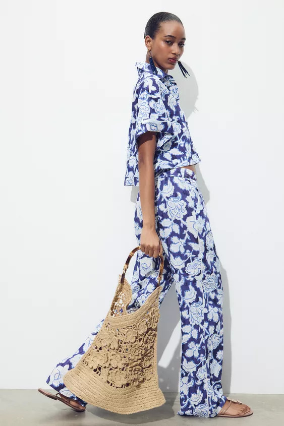 FLORAL WOVEN SHOPPER BAG | Zara US