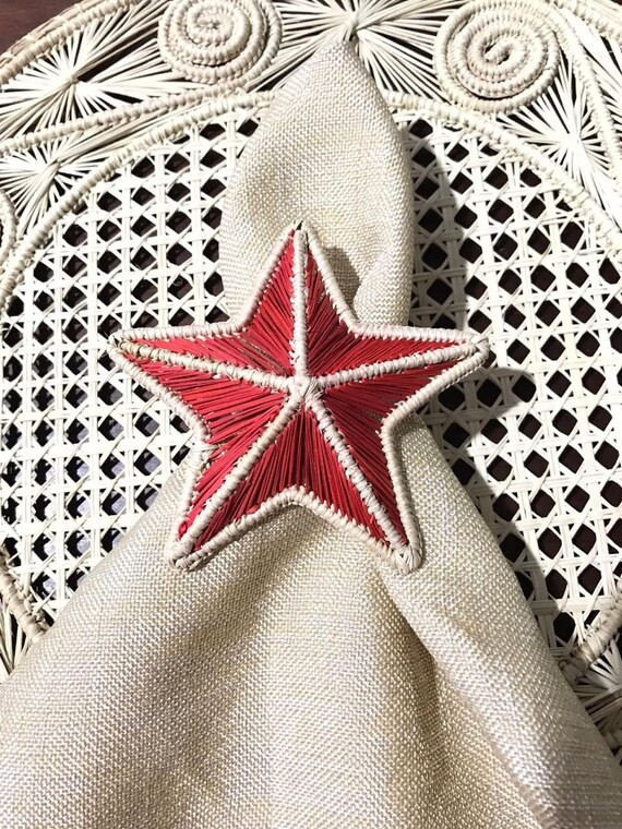 Red Star Iraca Napkin Rings High Quality Handmade | Etsy | Etsy (US)