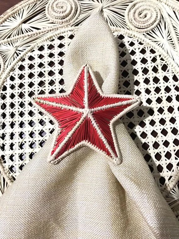 Red Star Iraca Napkin Rings High Quality Handmade | Etsy | Etsy (US)