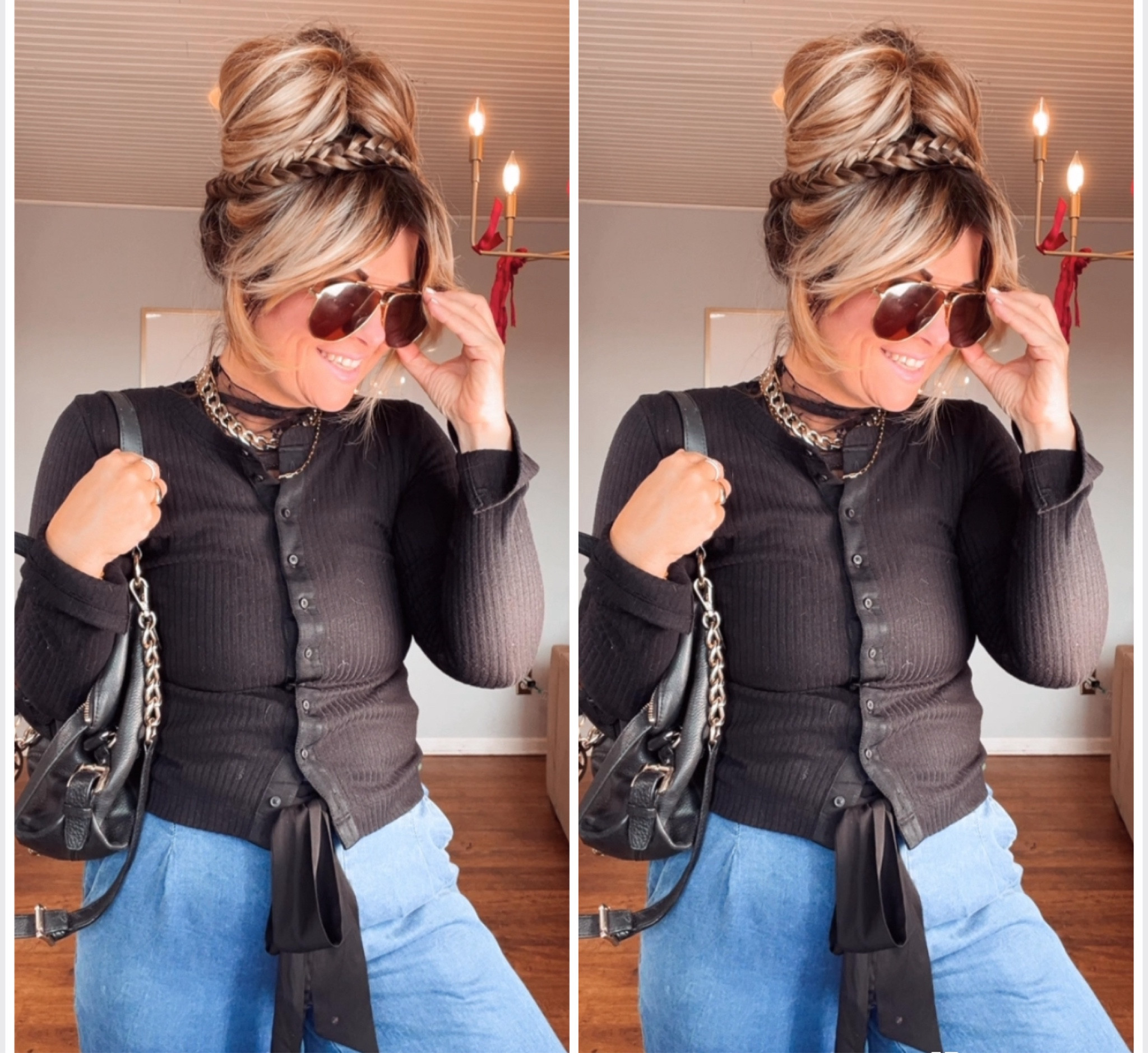 Those Aerie Tops have me sprung!!!! 
Gah! If your anything like me, where you like stylish but your environment calls for casual! You will love these!!!! They are 🔥🔥🔥🔥 I’m in love!!! Like holding myself back!!! lol! Casual but cool! I’m wearing a small in the sweaters. In black 

The pants from American Eagle are ADORABLE! I’m wearing a six! With the Uggs clogs black!!!! Sash for belt! I’m obsessed with the bows and chains this quarter! 

Linking the braid! I have tons of videos coming smash follow! #aerie #americaneagle #size6 #sizesmall 