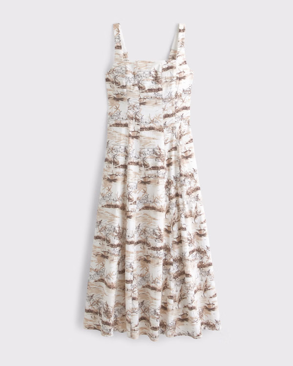 The A&F Mila Stretch Midi Dress | Abercrombie & Fitch (US)