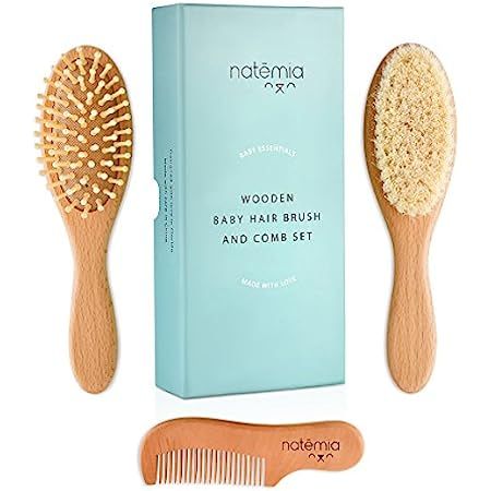 Natemia Quality Wooden Baby Hair Brush for Newborns & Toddlers | Natural Soft Goat Bristles | Ideal  | Amazon (US)