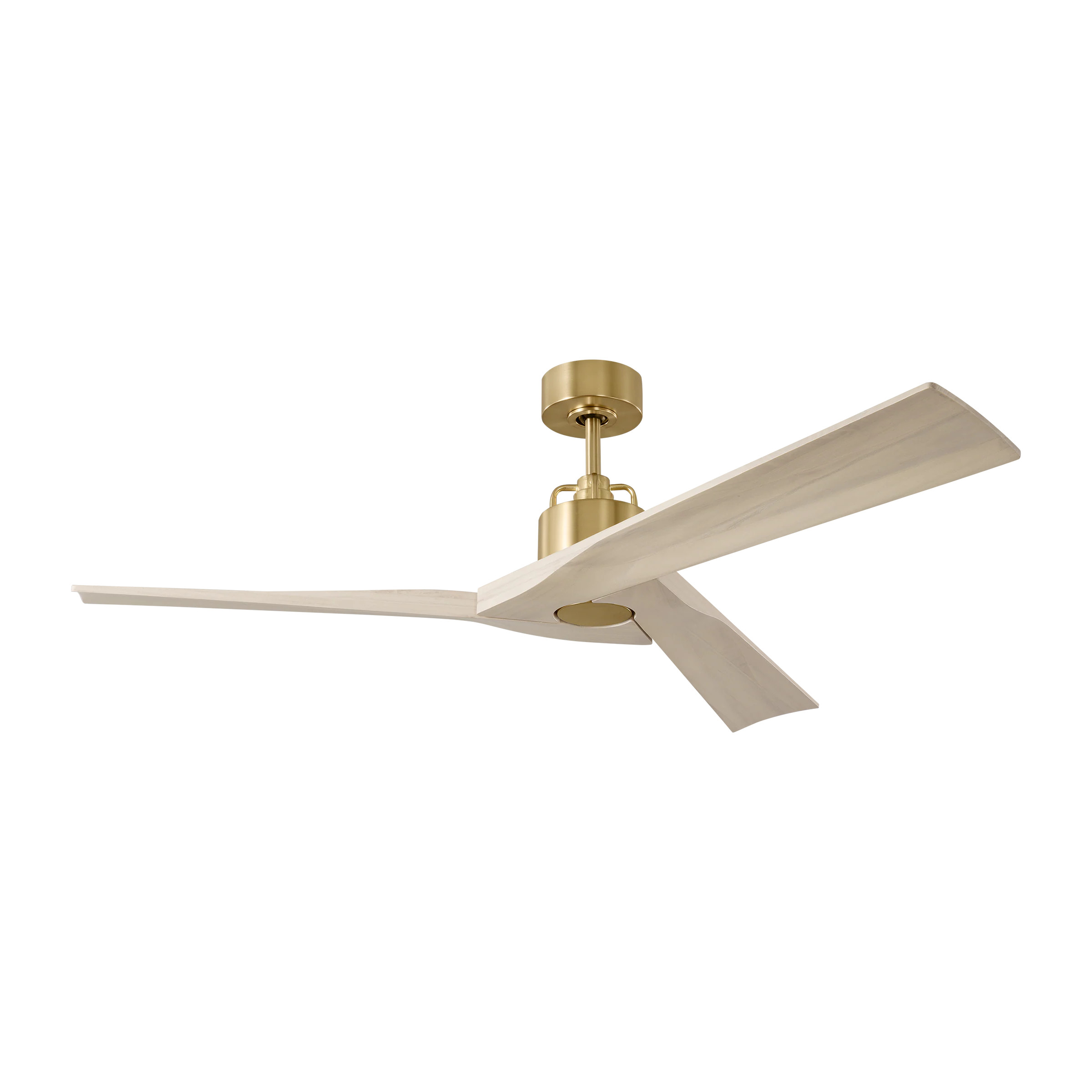 Generation Lighting Alma 52-in Burnished Brass with Washed White Oak Blades Covered Outdoor Smart Ceiling Fan Without Light and Remote Control | Lowe's