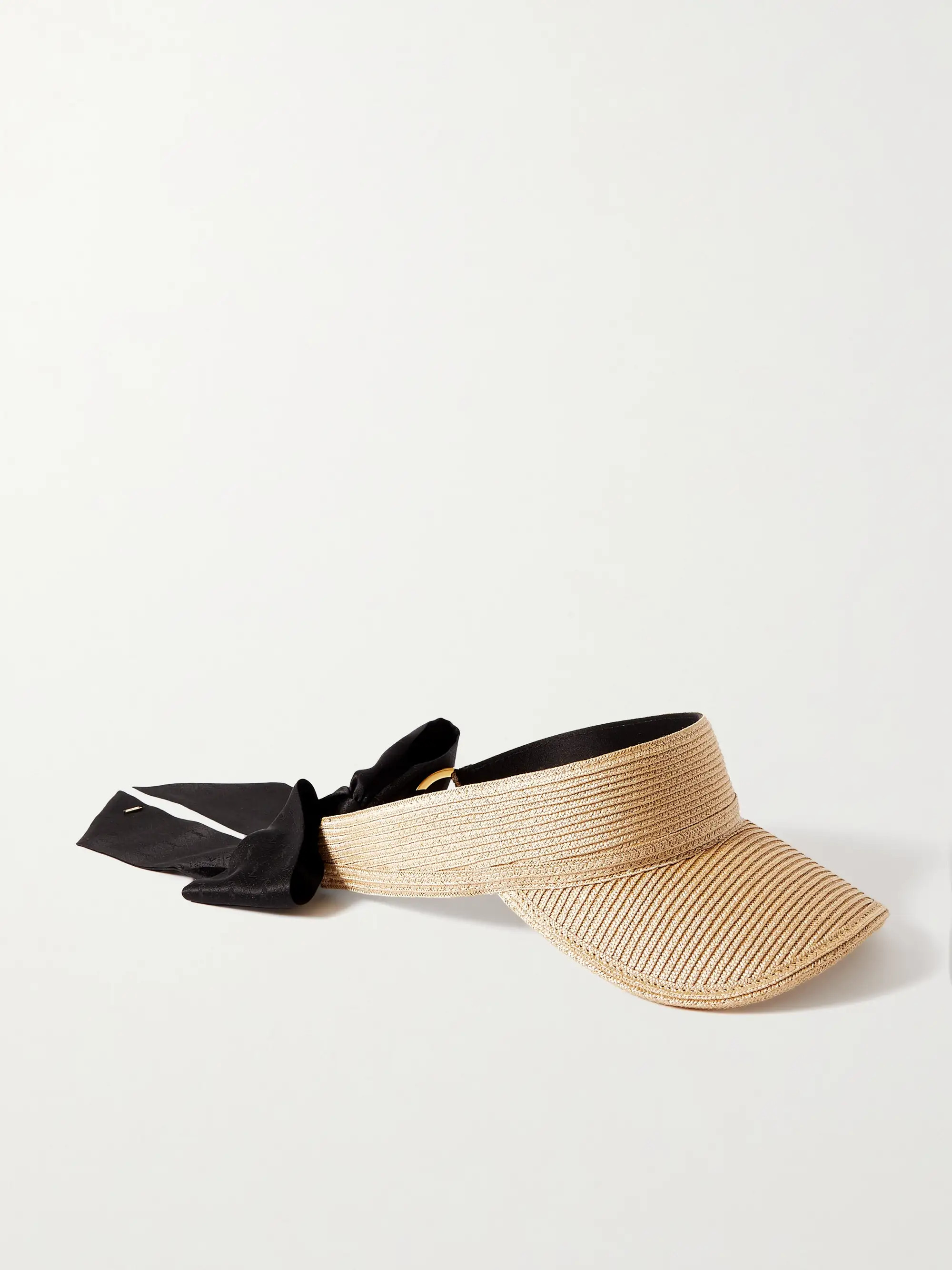 Embellished silk jacquard-trimmed faux straw visor | NET-A-PORTER APAC