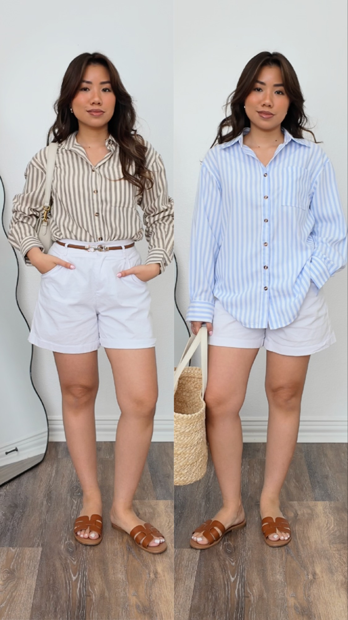 Oversized striped button down shirt that is not overwhelmed on petite frame! Wearing size S in all, shoes size 6.5
 

 #LTKPetite #LTKFindsUnder50 #LTKStyleTip