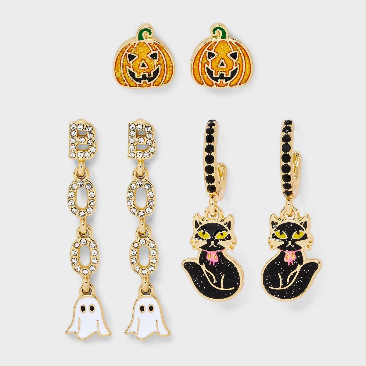 SUGARFIX by BaubleBar Halloween Fright Night Earring Set - Gold/Black/Orange | Target
