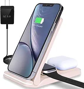 Fast Wireless Charger 3 in 1, QTlier Foldable Charging Dock Stand for iPhone 14/13/12/11/Pro Max/... | Amazon (US)