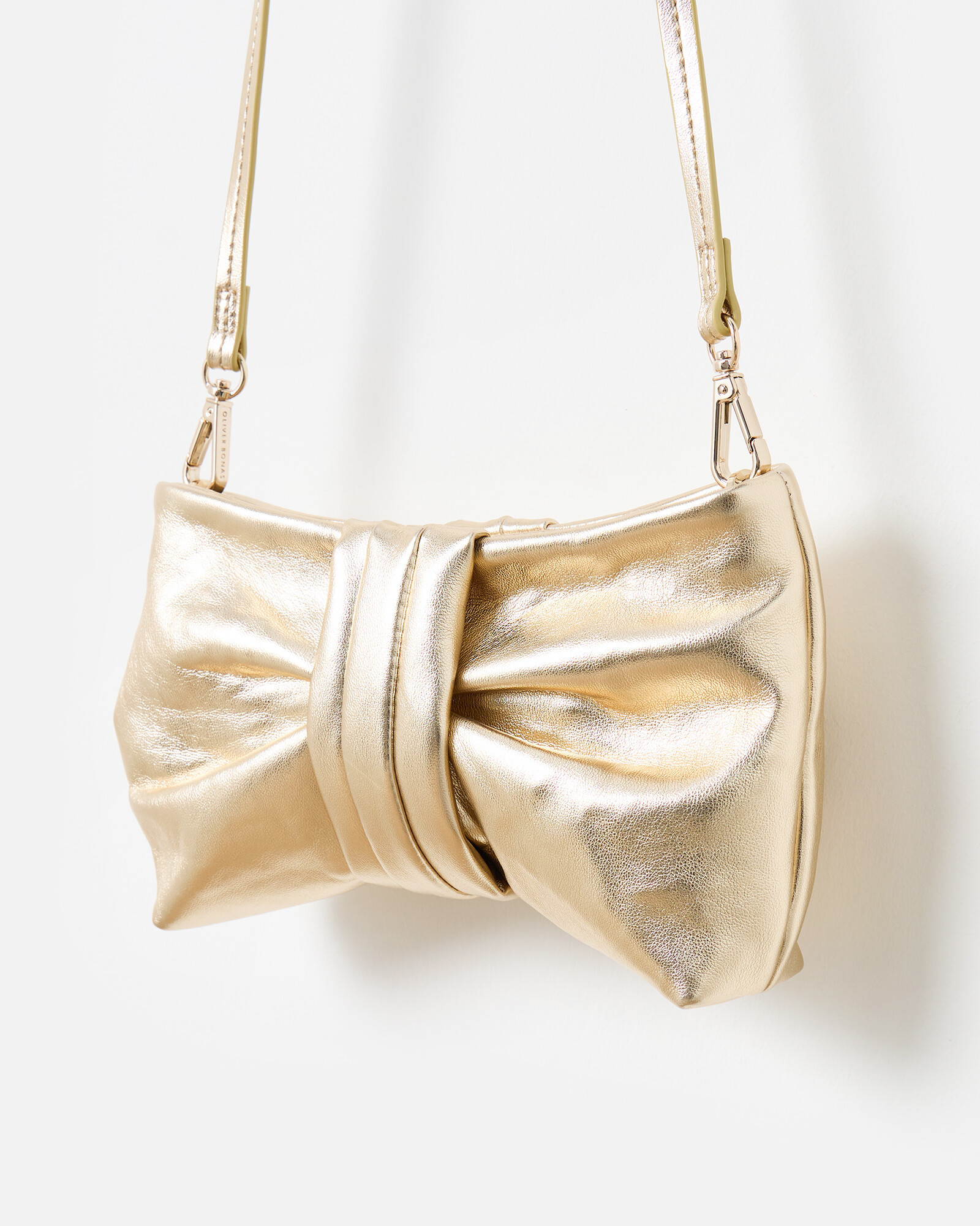 Gold Metallic Bow Clutch Bag | Oliver Bonas (Global)