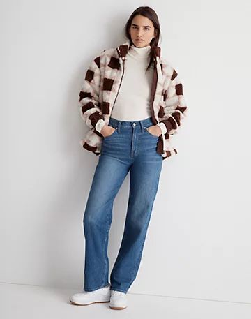 (Re)sourced Sherpa Quilted Bomber Jacket in Patchwork Stars | Madewell