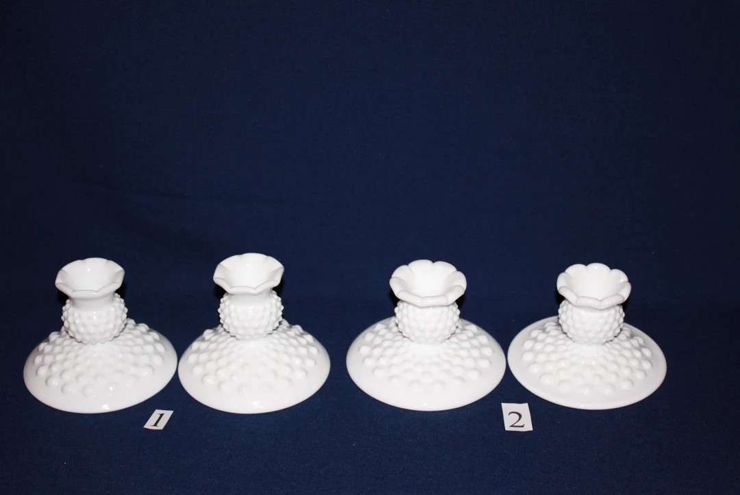 Fenton Hobnail Milk Glass Candlestick Holders, FREE SHIPPING Your Choice of Dome or Flat Base Sty... | Etsy (US)