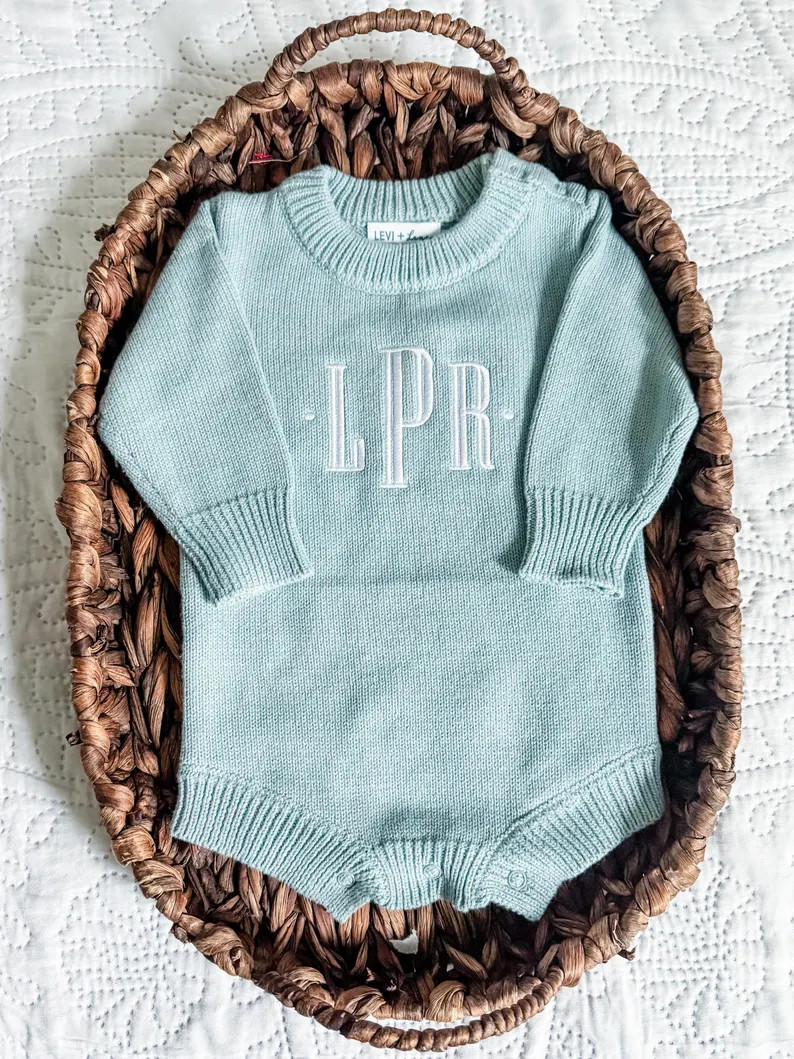 Custom Embroidered Baby Sweater Bubble or Romper With NO RUFFLE - Etsy | Etsy (Global)
