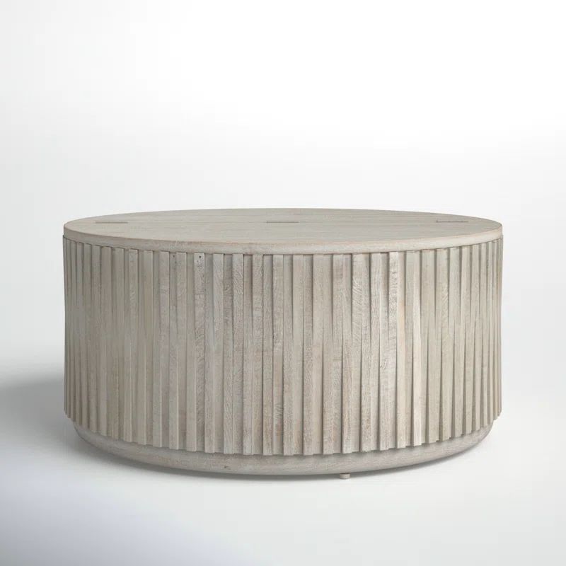 Sylvia Solid Wood Drum Coffee Table with Storage | Wayfair North America