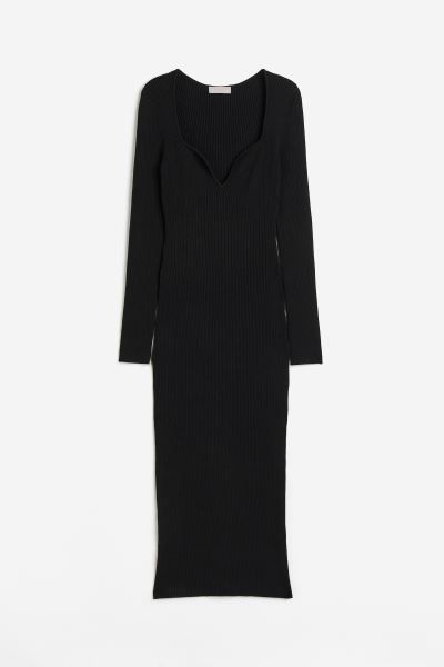 Rib-knit Bodycon Dress - Black - Ladies | H&M US | H&M (US + CA)