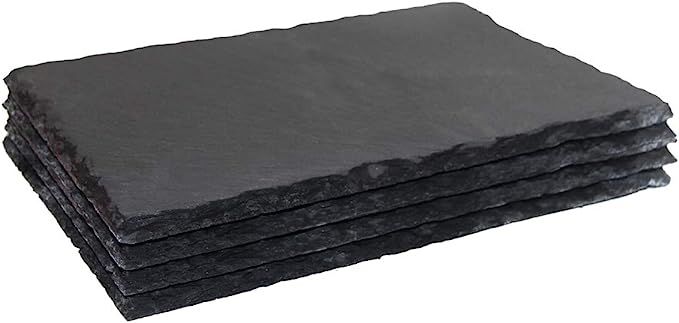 MONKEY SUN 4 Pack 12 x 8 Black Slate Cheese Board with Natural Edge for Kitchen Dining Party, Cha... | Amazon (US)