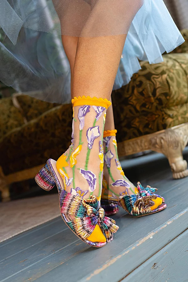 Sock Candy Calla Lily Sheer Sock in Purple, Women's at Urban Outfitters | Urban Outfitters (US and RoW)