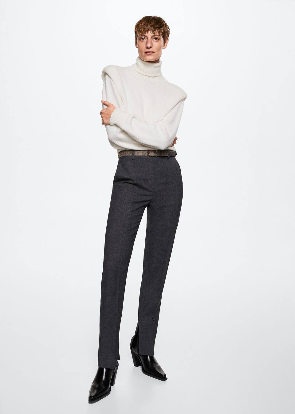 Knitted sweater with shoulder pads | MANGO (US)