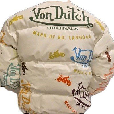 Von Dutch Puffer Jacket Cream Color Word Desine | eBay US