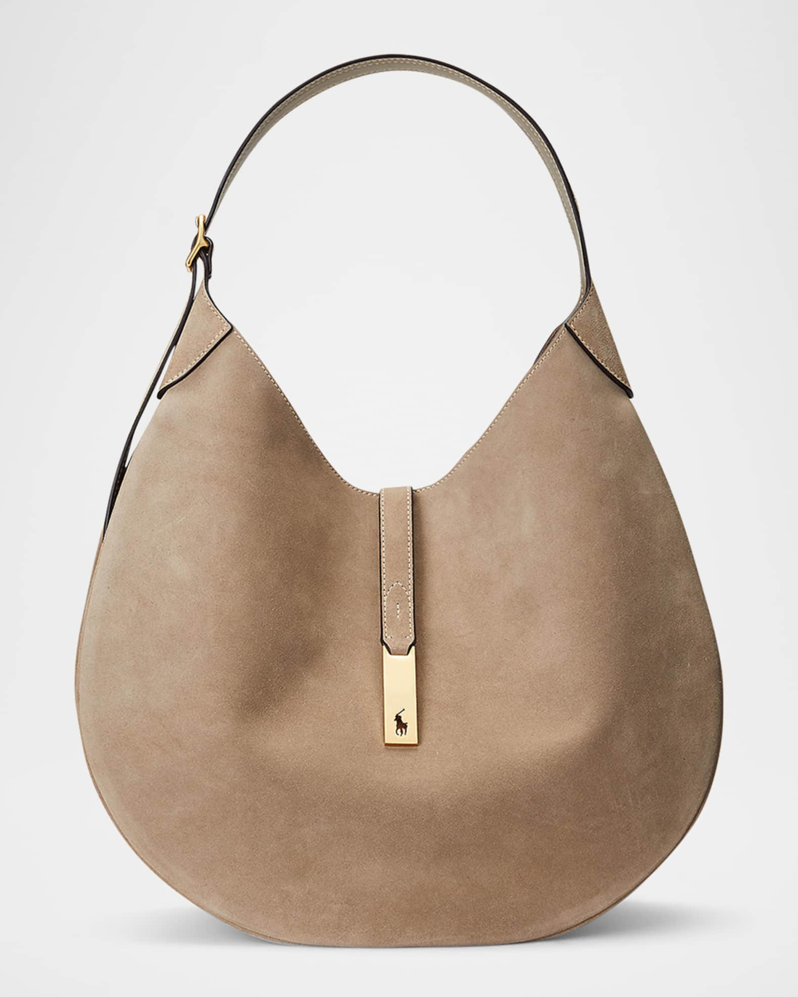 Polo Ralph Lauren Polo ID Large Suede Shoulder Bag | Neiman Marcus