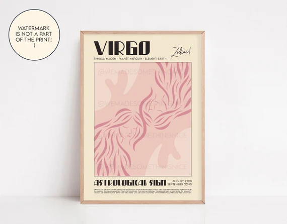 Virgo Poster Horoscope Print Astrological Wall Art - Etsy UK | Etsy (UK)
