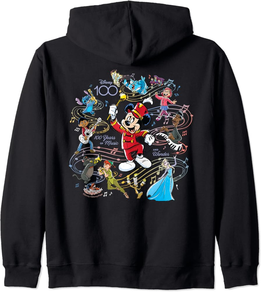 Disney 100 Years of Music and Wonder Mickey Full Color D100 Zip Hoodie | Amazon (US)