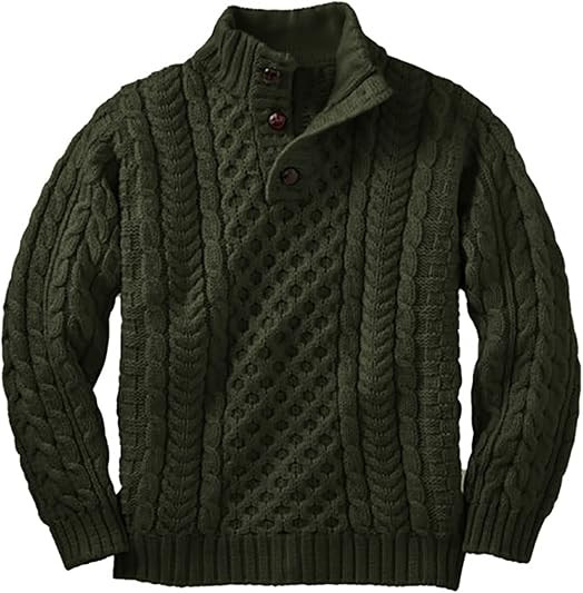 Makkrom Boys Mock Neck Pullover Sweater Button Cable Knit Jumper 3-12 Years | Amazon (US)