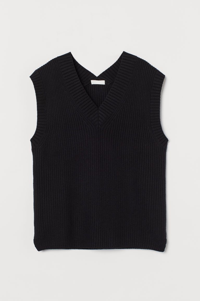 H & M - Wide-cut Sweater Vest - Black | H&M (US + CA)