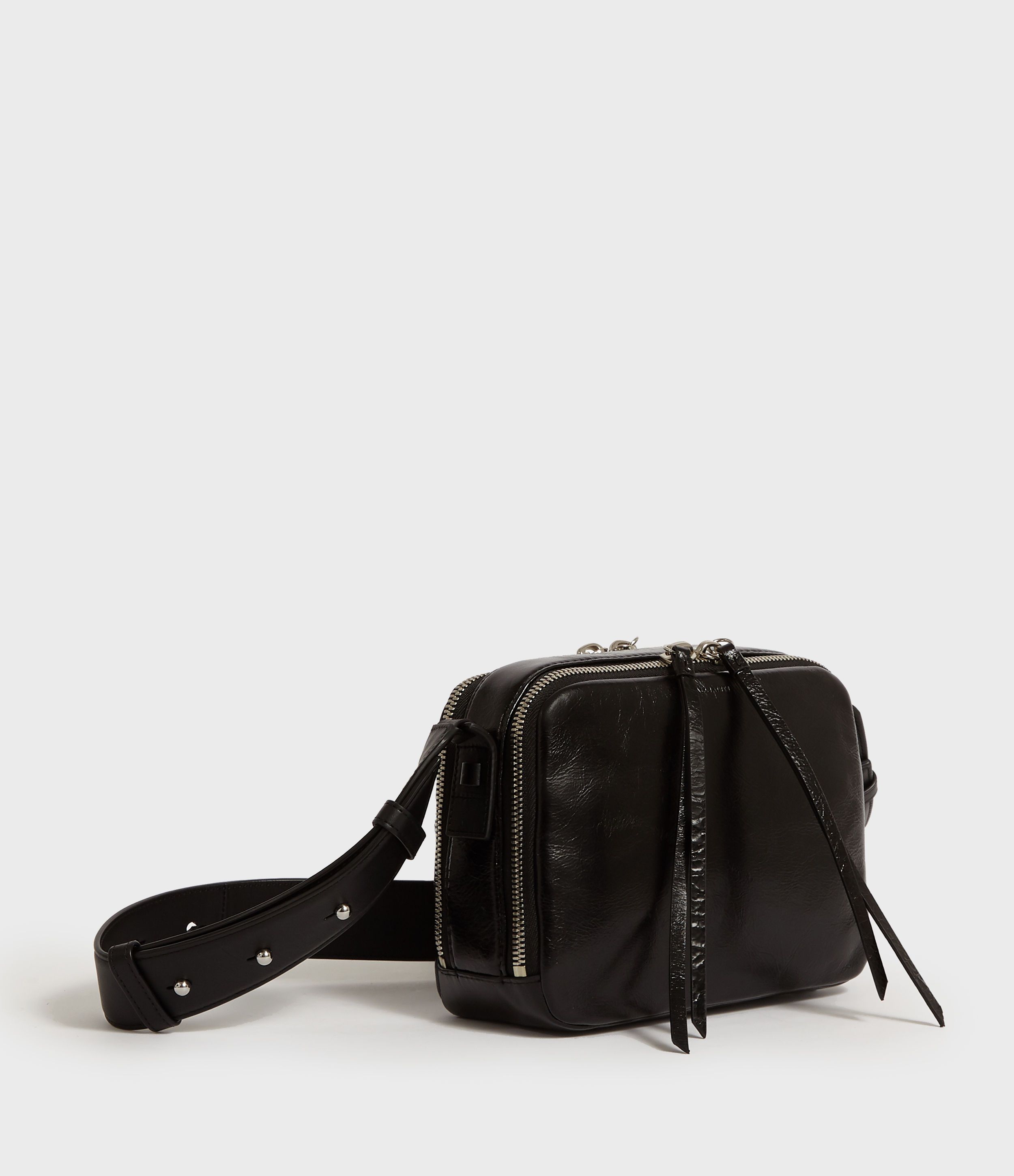 Vincent Shiny Leather Crossbody Bag | AllSaints (US)