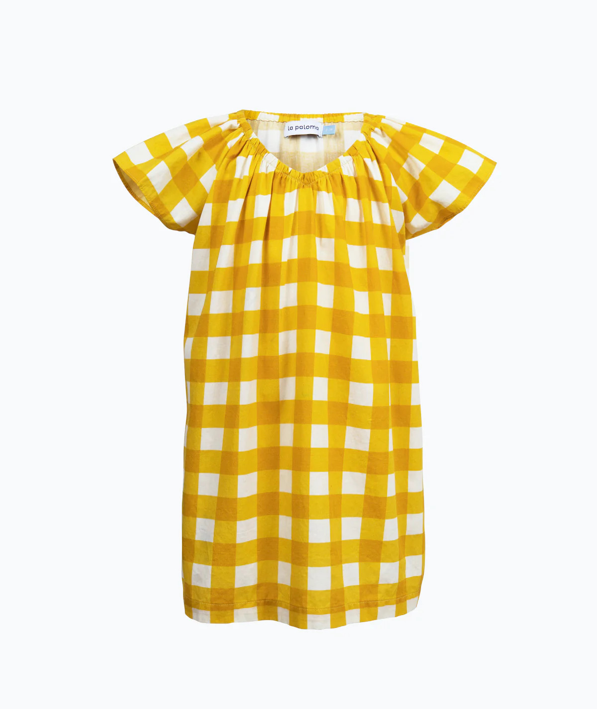 Girl's Mae House Dress in Golden Gingham | La Paloma