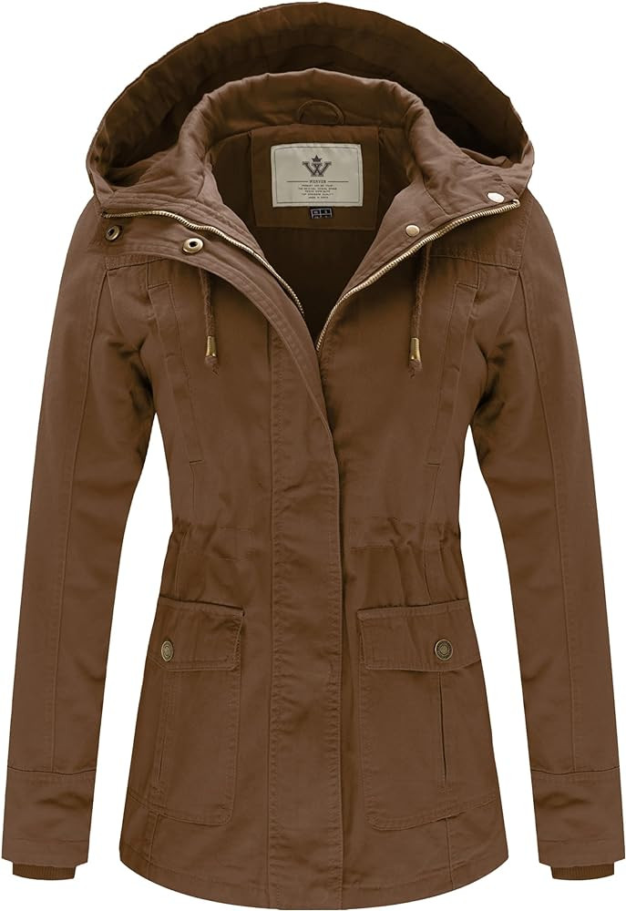WenVen Women's Cotton Military Jacket Lightweight Casual Anorak Coat with Hood | Amazon (US)