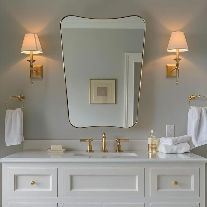 ANDY STAR 24x32 Inch Gold Mirror, Bathroom Vanity Mirror, Antique Brass Butterfly Mirror, Irregul... | Amazon (US)