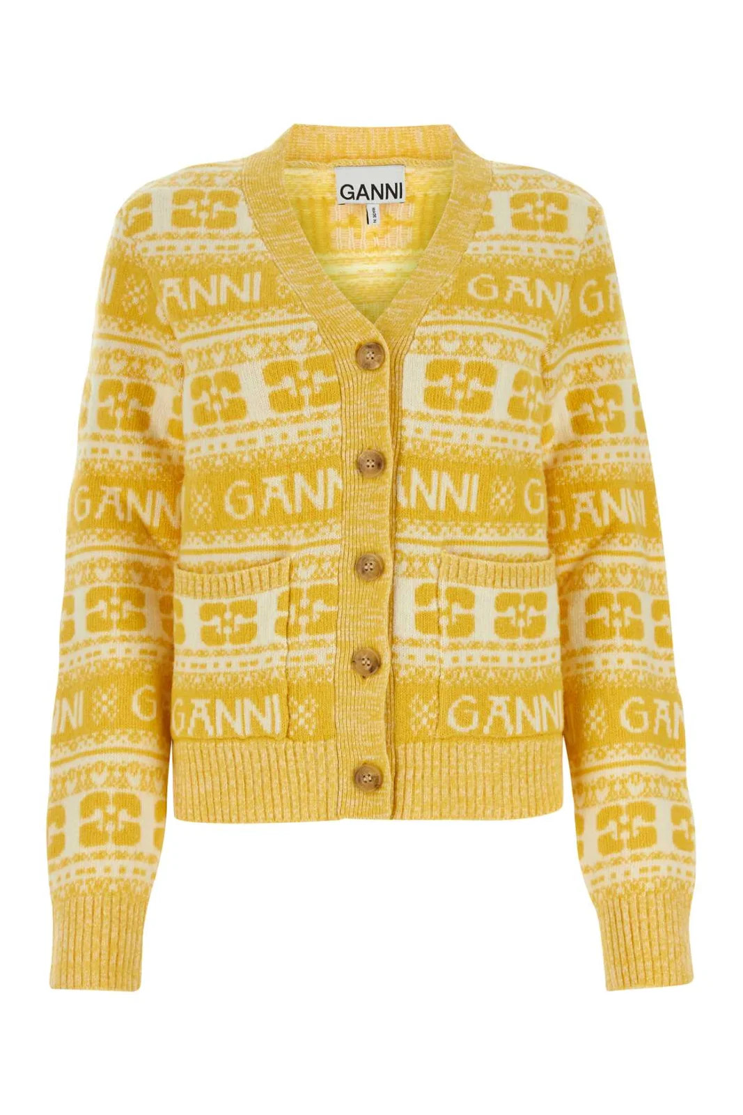 Ganni V-Neck Button-Up Knitted Cardigan | Cettire Global