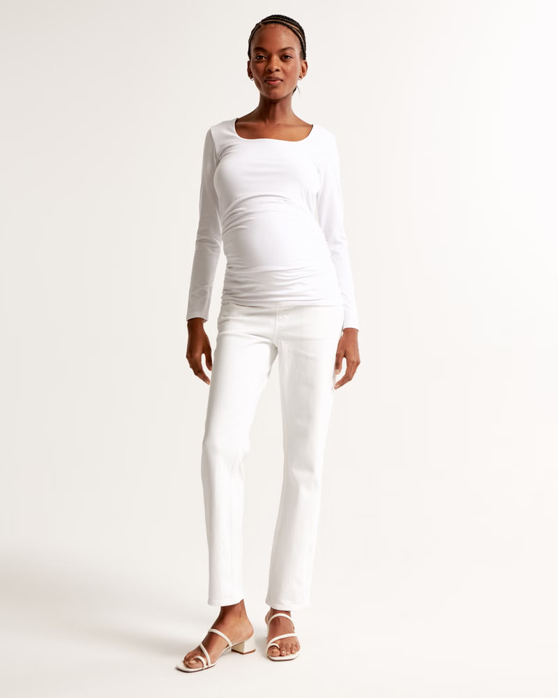Women's Maternity Ankle Straight Jean | Women's Clearance | Abercrombie.com | Abercrombie & Fitch (US)