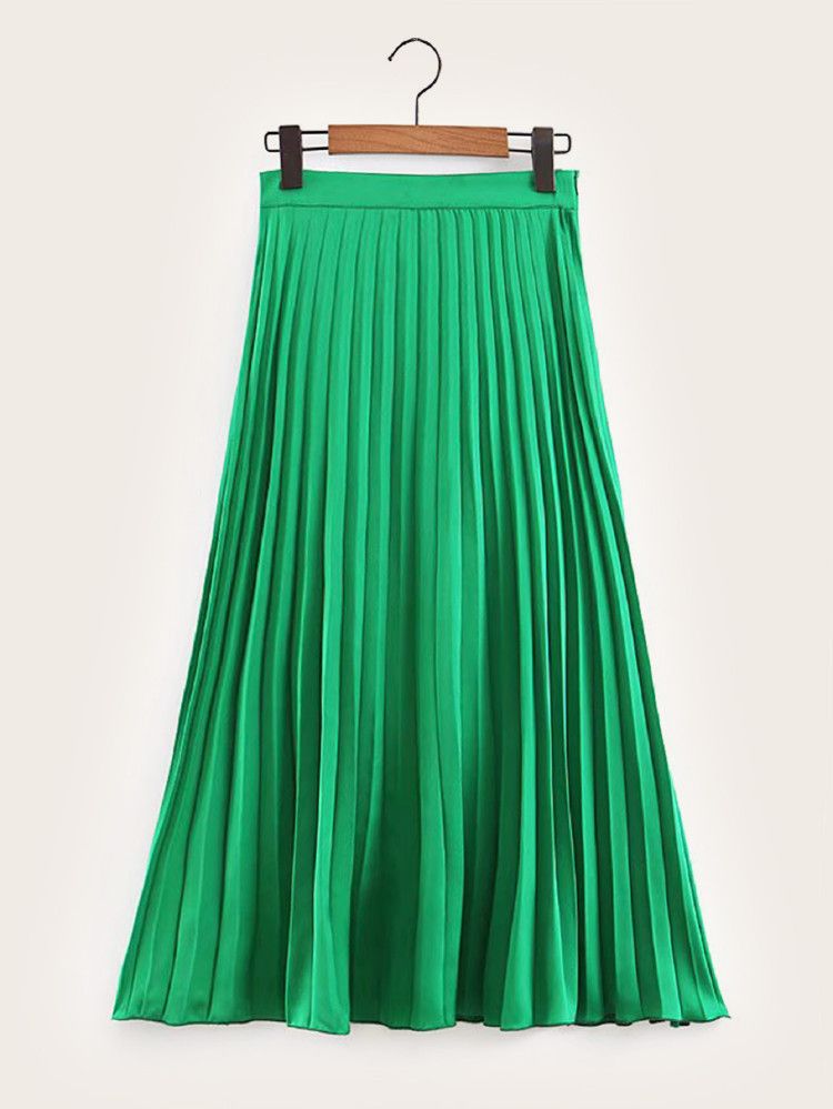 Solid Pleated Skirt | SHEIN